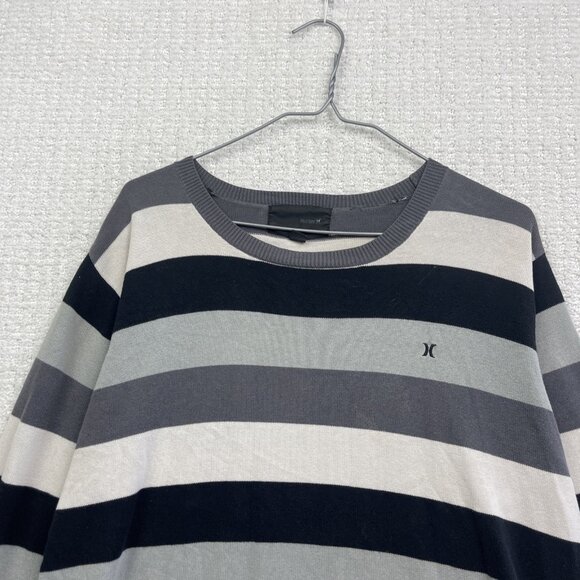 Y2K Hurley Mens Pullover Sweatshirt Long Sleeve Striped Men Sz M Surf Read - Picture 2 of 16